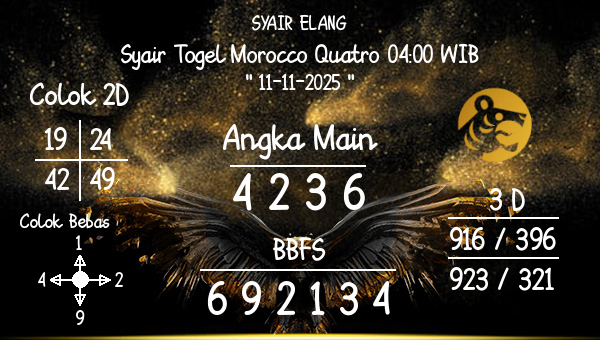 SYAIR ELANG - Syair Togel Morocco Quatro 04:00 WIB