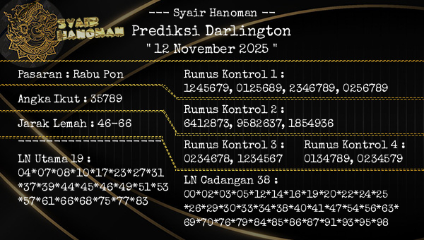 --- Syair Hanoman -- - Prediksi Darlington