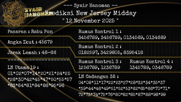 --- Syair Hanoman -- - Prediksi New Jersey Midday