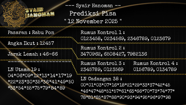 --- Syair Hanoman -- - Prediksi Pisa
