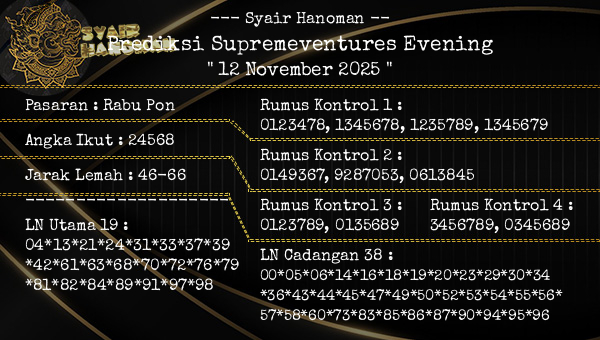 --- Syair Hanoman -- - Prediksi Supremeventures Evening