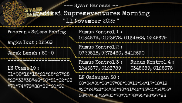 --- Syair Hanoman -- - Prediksi Supremeventures Morning
