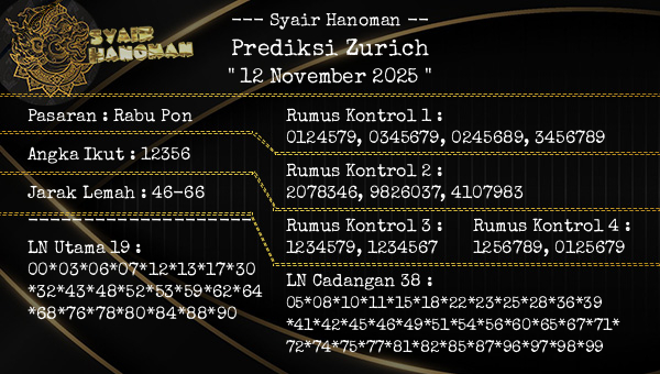 --- Syair Hanoman -- - Prediksi Zurich