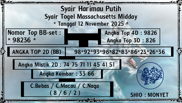 Syair Harimau Putih - Syair Togel Massachusetts Midday