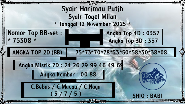 Syair Harimau Putih - Syair Togel Milan
