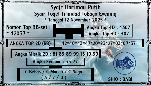 Syair Harimau Putih - Syair Togel Trinidad Tobago Evening