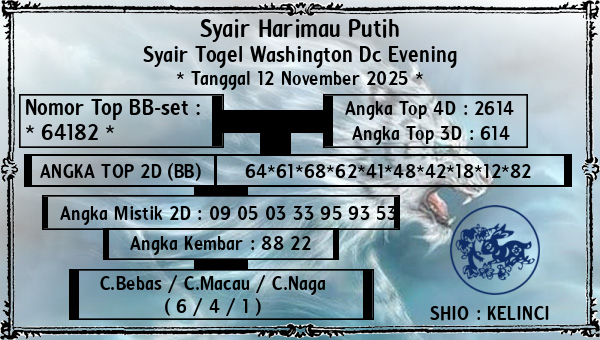 Syair Harimau Putih - Syair Togel Washington Dc Evening