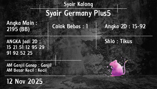 Syair Kalong - Syair Germany Plus5