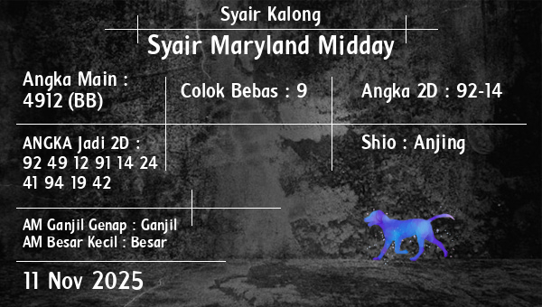 Syair Kalong - Syair Maryland Midday