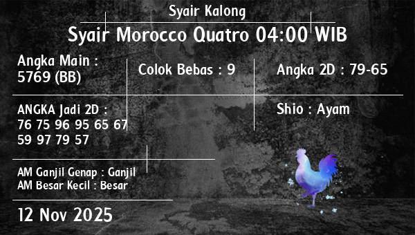 Syair Kalong - Syair Morocco Quatro 04:00 WIB