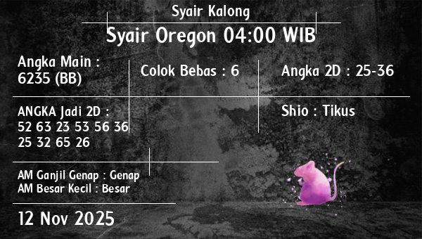 Syair Kalong - Syair Oregon 04:00 WIB