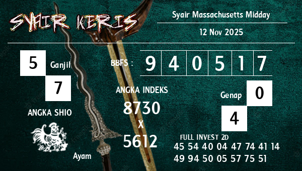  - Syair Massachusetts Midday