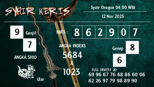  - Syair Oregon 04:00 WIB