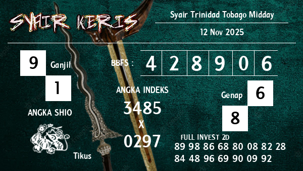  - Syair Trinidad Tobago Midday