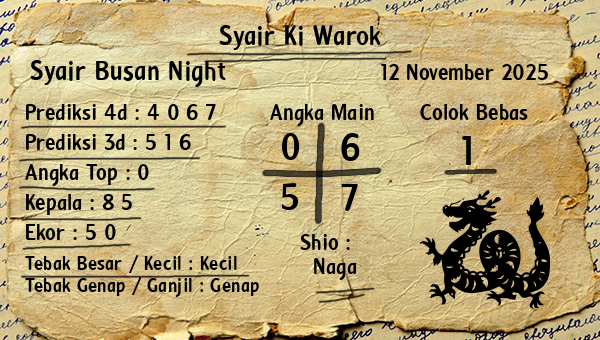 Syair Ki Warok - Syair Busan Night