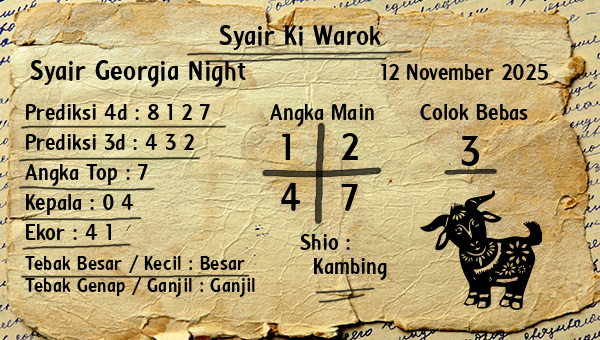 Syair Ki Warok - Syair Georgia Night