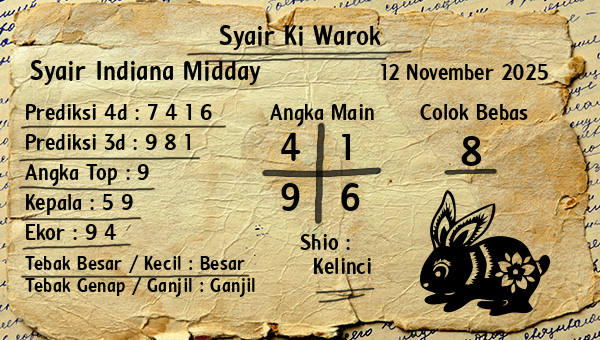 Syair Ki Warok - Syair Indiana Midday