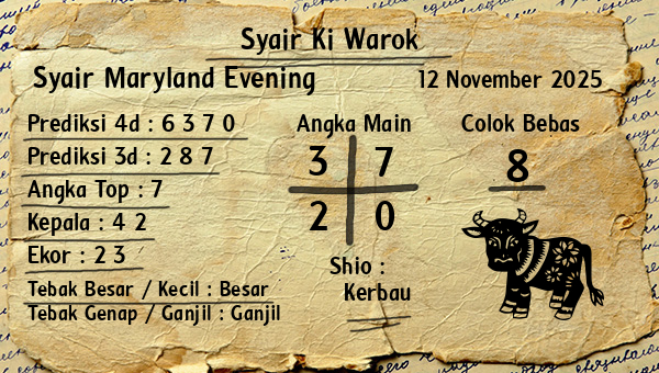 Syair Ki Warok - Syair Maryland Evening