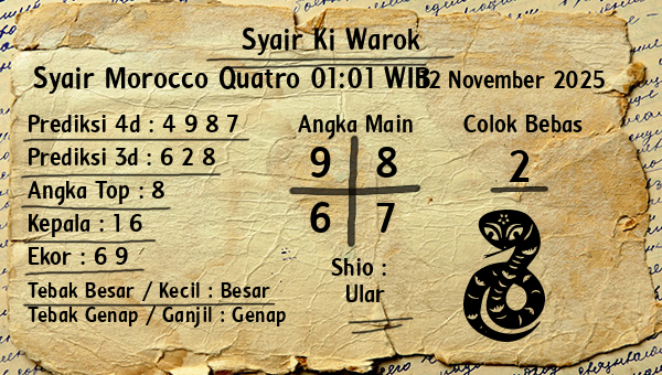 Syair Ki Warok - Syair Morocco Quatro 01:01 WIB