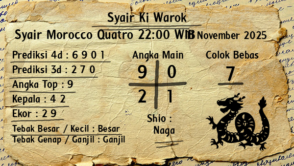 Syair Ki Warok - Syair Morocco Quatro 22:00 WIB