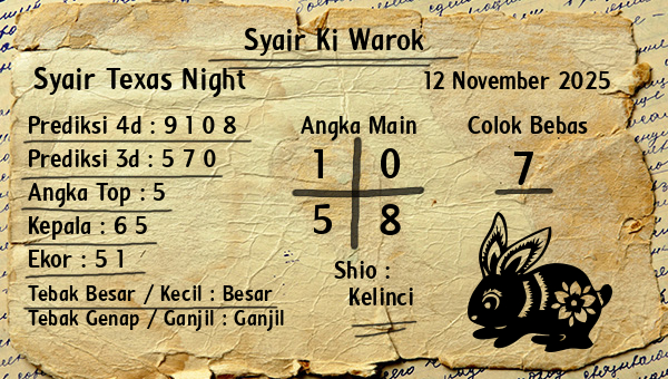 Syair Ki Warok - Syair Texas Night