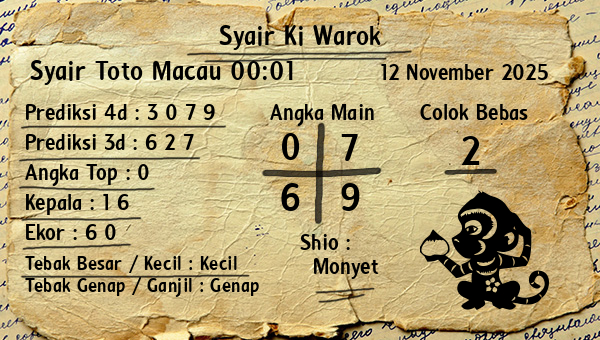 Syair Ki Warok - Syair Toto Macau 00:01