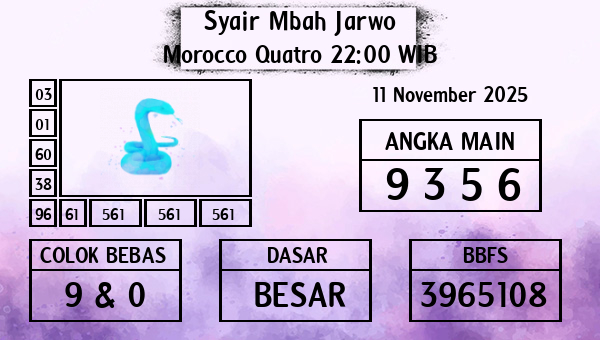 Syair Mbah Jarwo - Morocco Quatro 22:00 WIB