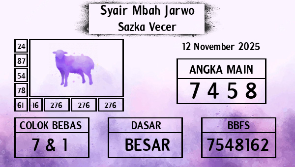 Syair Mbah Jarwo - Sazka Vecer