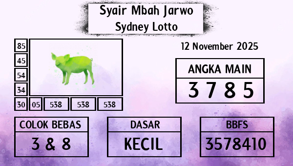 Syair Mbah Jarwo - Sydney Lotto
