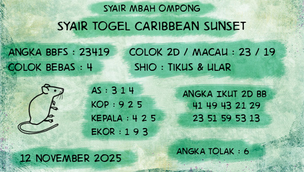 Syair Mbah Ompong - Syair Togel Caribbean Sunset