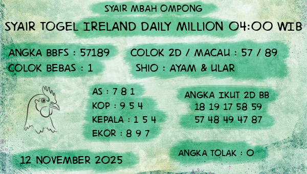 Syair Mbah Ompong - Syair Togel Ireland Daily Million 04:00 WIB