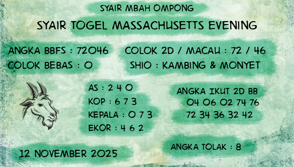 Syair Mbah Ompong - Syair Togel Massachusetts Evening