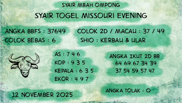 Syair Mbah Ompong - Syair Togel Missouri Evening