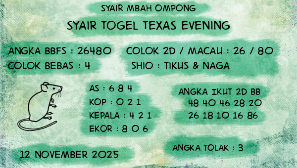 Syair Mbah Ompong - Syair Togel Texas Evening