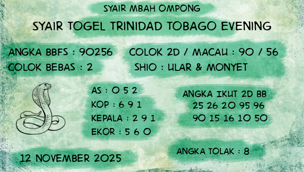 Syair Mbah Ompong - Syair Togel Trinidad Tobago Evening