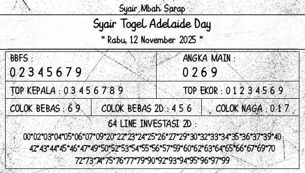 Syair Mbah Sarap - Syair Togel Adelaide Day
