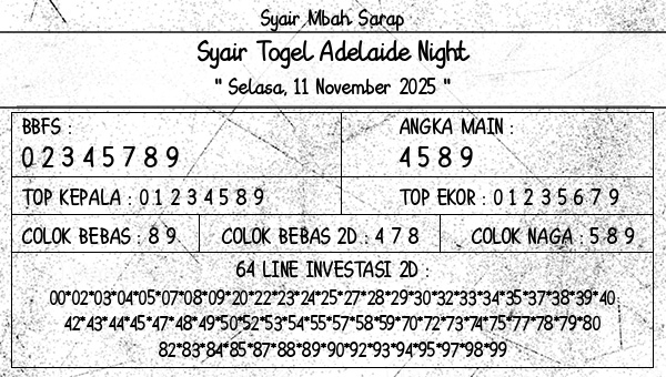 Syair Mbah Sarap - Syair Togel Adelaide Night
