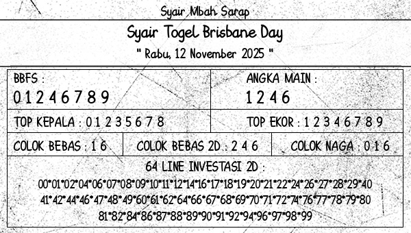 Syair Mbah Sarap - Syair Togel Brisbane Day