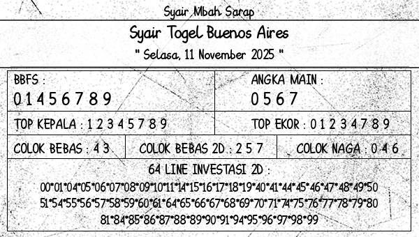 Syair Mbah Sarap - Syair Togel Buenos Aires