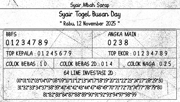 Syair Mbah Sarap - Syair Togel Busan Day