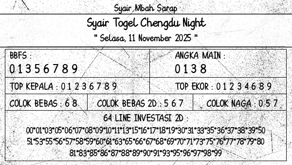 Syair Mbah Sarap - Syair Togel Chengdu Night