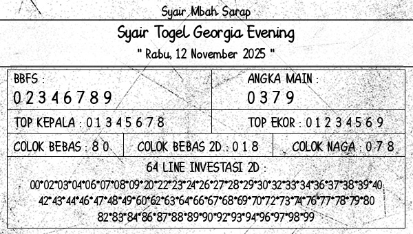 Syair Mbah Sarap - Syair Togel Georgia Evening