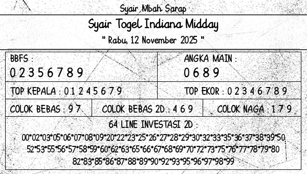 Syair Mbah Sarap - Syair Togel Indiana Midday