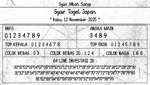 Syair Mbah Sarap - Syair Togel Japan