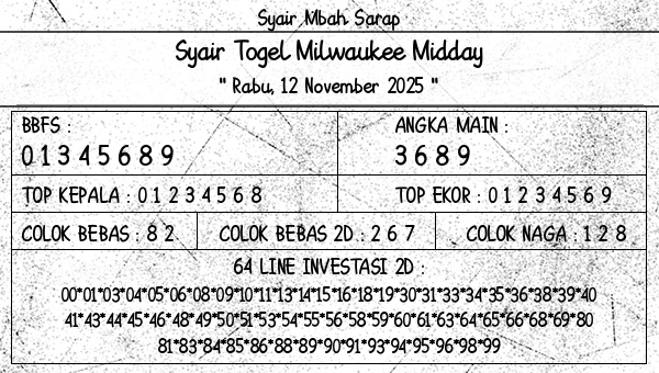 Syair Mbah Sarap - Syair Togel Milwaukee Midday