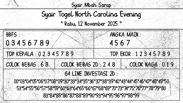 Syair Mbah Sarap - Syair Togel North Carolina Evening