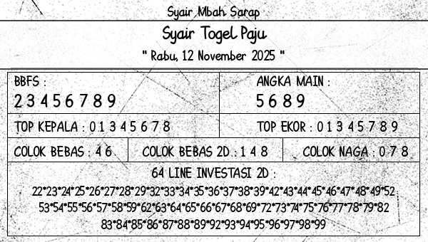Syair Mbah Sarap - Syair Togel Paju