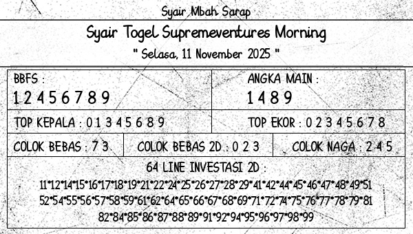 Syair Mbah Sarap - Syair Togel Supremeventures Morning