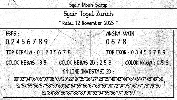Syair Mbah Sarap - Syair Togel Zurich