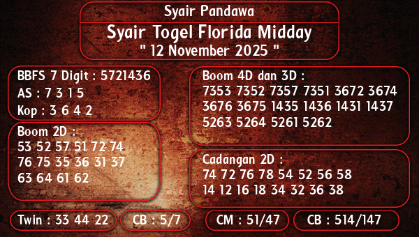 Syair Pandawa - Syair Togel Florida Midday